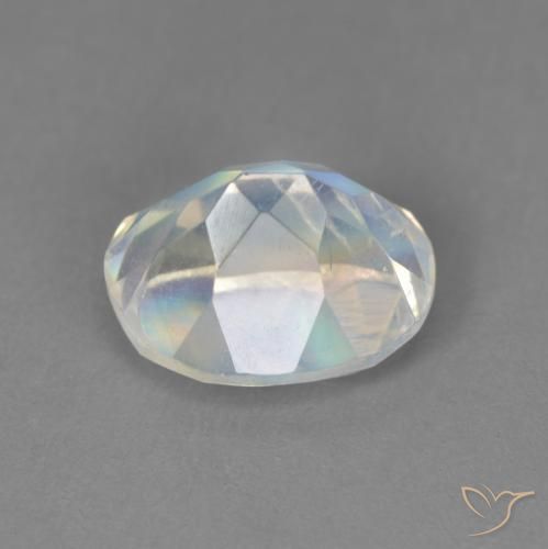 Pedra da Lua Arco-Íris Branco azulado Natural 2.10ct, oval, Transparente