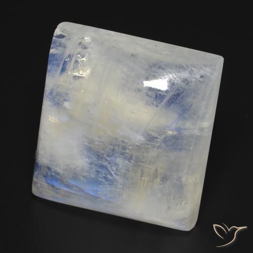 Pedra da Lua Arco-Íris Branco azulado Natural 42.13ct, Quadrado, Transparente