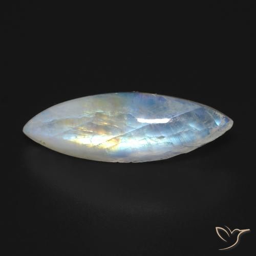 7.91ct Natural Branco azulado Pedra da Lua Arco-Íris, Marquesa, Transparente