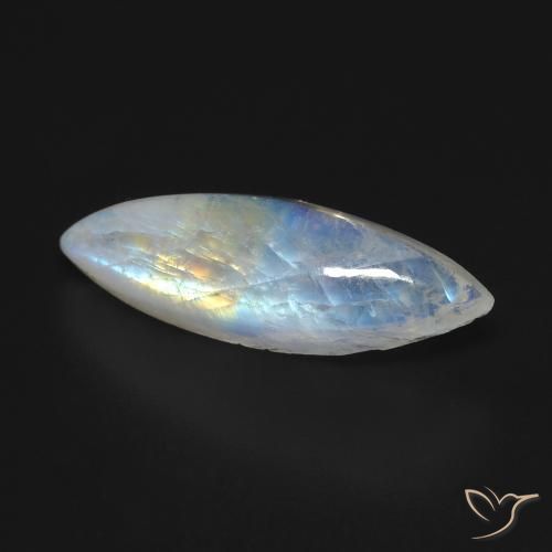 Pedra da Lua Arco-Íris Branco azulado Natural 7.91ct, Marquesa, Transparente