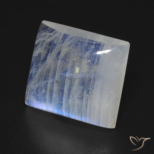 Pedra da Lua Arco-Íris Branco azulado Natural 7.62ct, baguete, Transparente