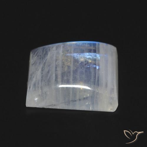 Pedra da Lua Arco-Íris Branco azulado Natural 7.62ct, baguete, Transparente