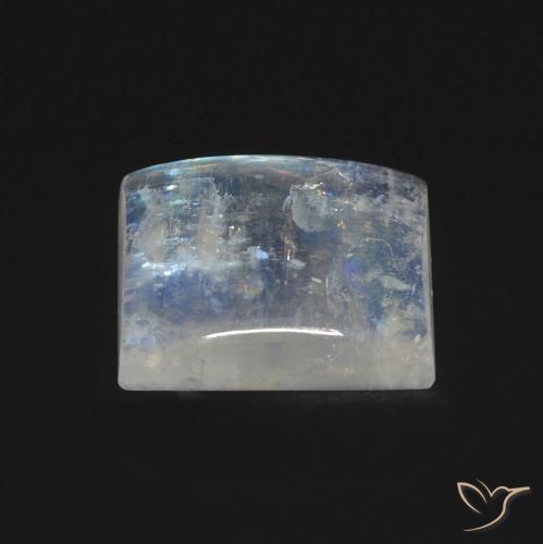 Pedra da Lua Arco-Íris Branco azulado Natural 5.32ct, Quadrado, Transparente