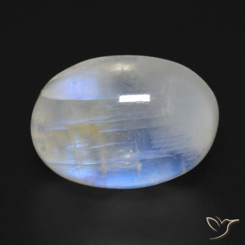 13.76ct Natural Branco azulado Pedra da Lua Arco-Íris, oval, Transparente