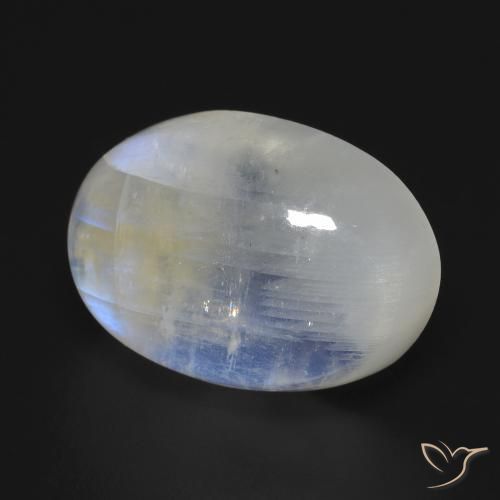 Pedra da Lua Arco-Íris Branco azulado Natural 13.76ct, oval, Transparente
