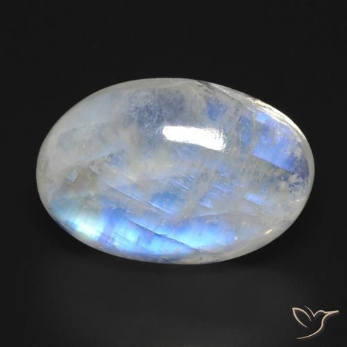 Pedra da lua arco-íris branco natural 17,27ct, corte oval, transparente