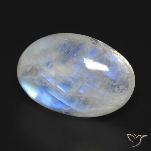 Pedra da lua arco-íris branco natural 17,27ct, corte oval, transparente