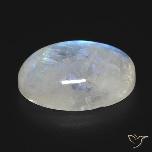 Pedra da lua arco-íris branco natural 17,27ct, corte oval, transparente