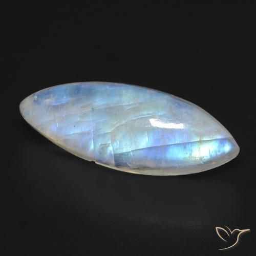 10.03ct Natural Branco azulado Pedra da Lua Arco-Íris, Marquesa, Transparente