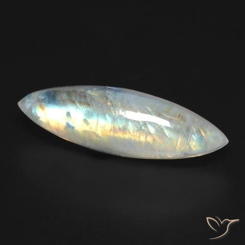 Pedra da Lua Arco-Íris Branco azulado Natural 6.60ct, Marquesa, Transparente