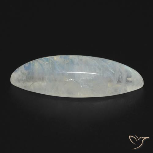 Pedra da Lua Arco-Íris Branco azulado Natural 6.60ct, Marquesa, Transparente