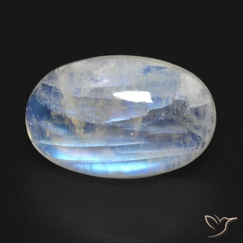 12.34ct Natural Branco azulado Pedra da Lua Arco-Íris, oval, Transparente