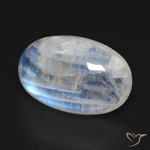 Pedra da Lua Arco-Íris Branco azulado Natural 12.34ct, oval, Transparente
