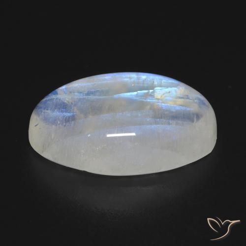 Pedra da Lua Arco-Íris Branco azulado Natural 12.34ct, oval, Transparente