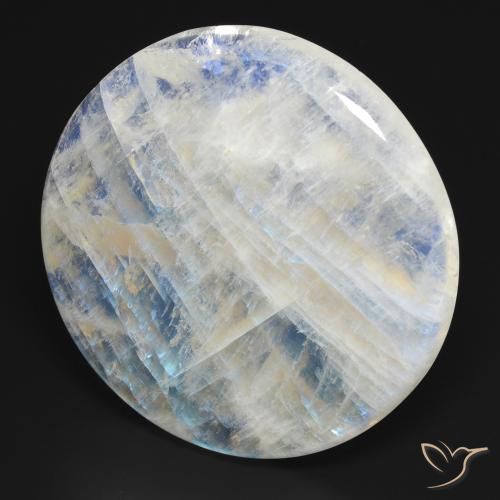 Pedra da Lua Arco-Íris Branco azulado Natural 105.67ct, Redondo, Transparente