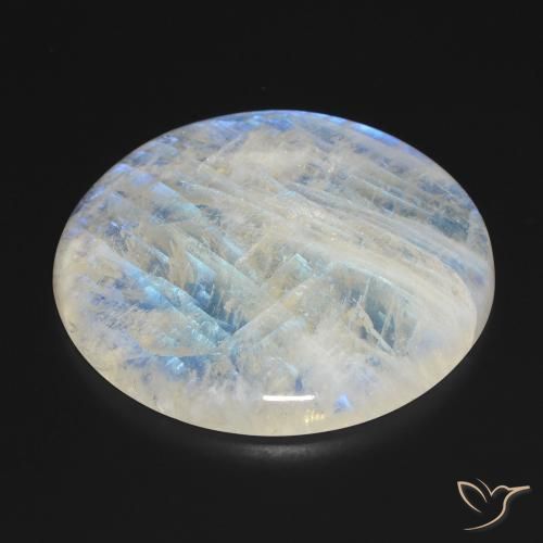 Pedra da Lua Arco-Íris Branco azulado Natural 105.67ct, Redondo, Transparente