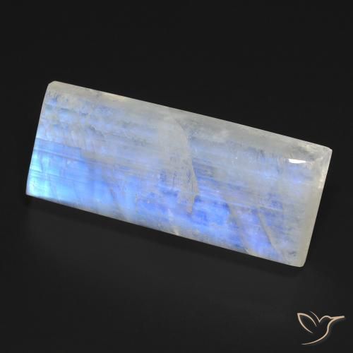 Pedra da Lua Arco-Íris Branco azulado Natural 27.29ct, baguete, Transparente