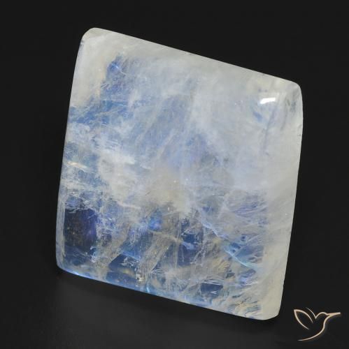 Pedra da Lua Arco-Íris Branco azulado Natural 19.23ct, Quadrado, Transparente