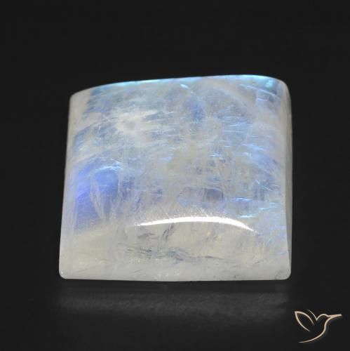 Pedra da Lua Arco-Íris Branco azulado Natural 19.23ct, Quadrado, Transparente