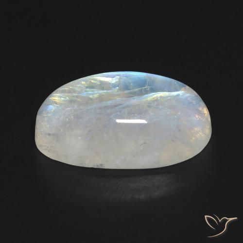 Pedra da Lua Arco-Íris Branco azulado Natural 8.60ct, oval, Transparente
