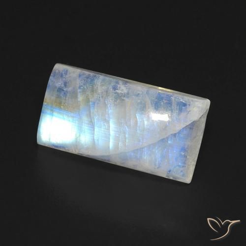 Pedra da Lua Arco-Íris Branco azulado Natural 6.47ct, baguete, Transparente