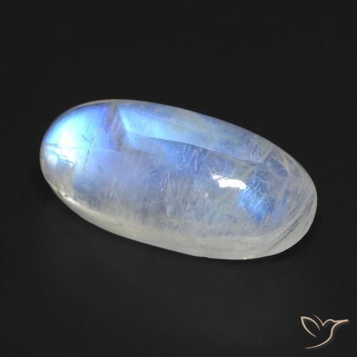 Pedra da lua arco-íris branco natural 12,12ct, corte oval, transparente