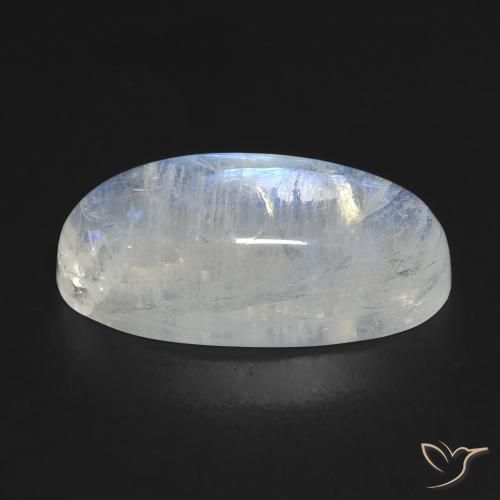 Pedra da lua arco-íris branco natural 12,12ct, corte oval, transparente