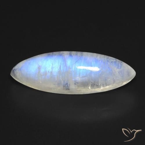 8.52ct Natural Branco azulado Pedra da Lua Arco-Íris, Marquesa, Transparente