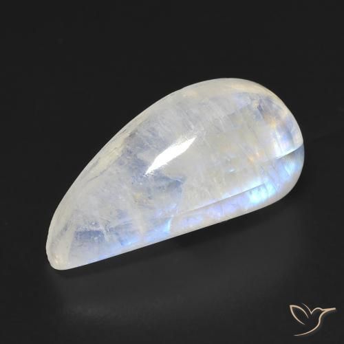 9.10ct Natural Branco azulado Pedra da Lua Arco-Íris, Chique, Transparente