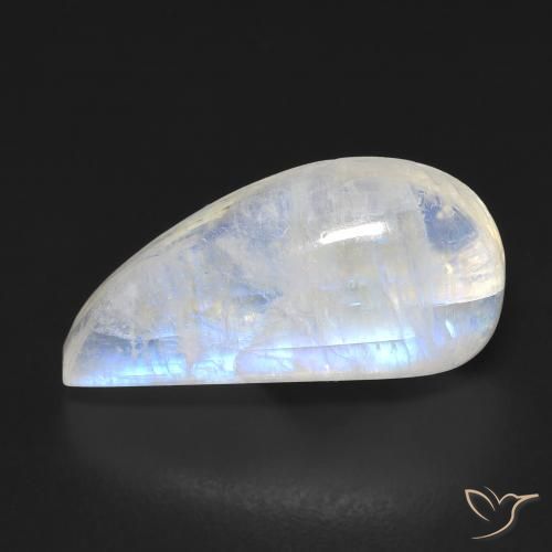 Pedra da Lua Arco-Íris Branco azulado Natural 9.10ct, Chique, Transparente