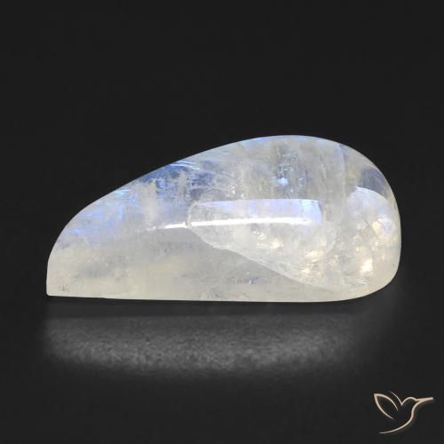 Pedra da Lua Arco-Íris Branco azulado Natural 9.10ct, Chique, Transparente