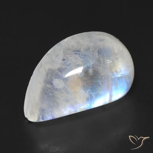9.35ct Natural Branco azulado Pedra da Lua Arco-Íris, Chique, Transparente