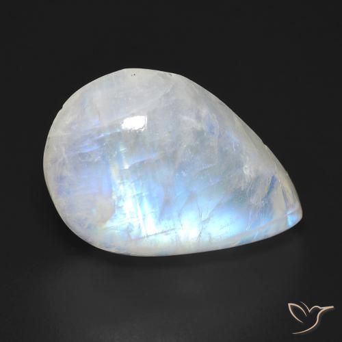 12.07ct Natural Branco azulado Pedra da Lua Arco-Íris, Formato de pêra, Transparente