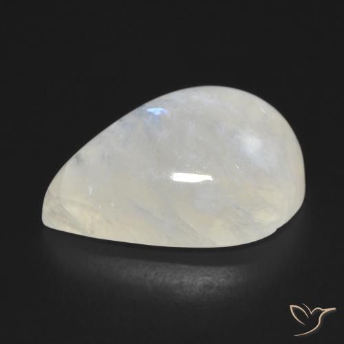 Pedra da Lua Arco-Íris Branco azulado Natural 12.07ct, Formato de pêra, Transparente