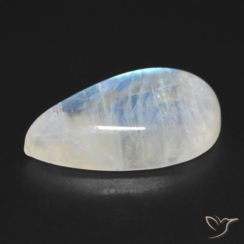 Pedra da Lua Arco-Íris Branco azulado Natural 10.55ct, Formato de pêra, Transparente