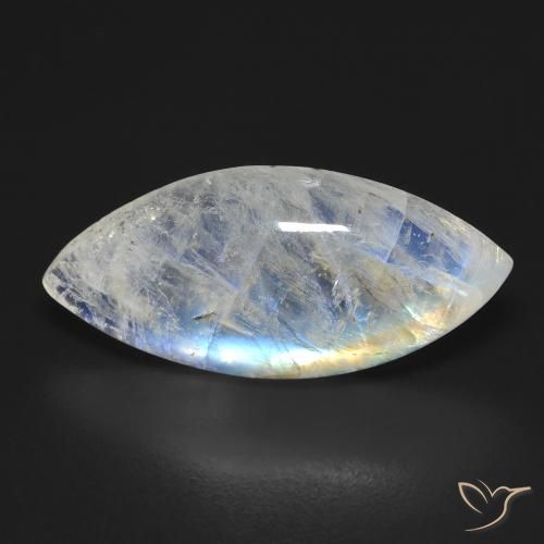 9.25ct Natural Branco azulado Pedra da Lua Arco-Íris, Marquesa, Transparente
