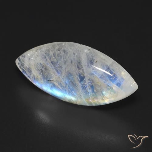 Pedra da Lua Arco-Íris Branco azulado Natural 9.25ct, Marquesa, Transparente