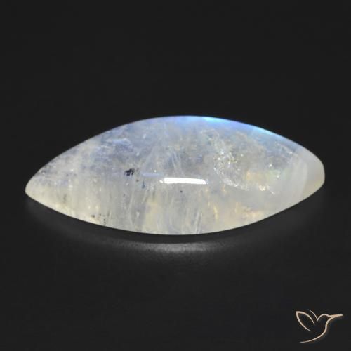 Pedra da Lua Arco-Íris Branco azulado Natural 9.25ct, Marquesa, Transparente