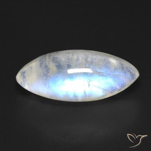5.97ct Natural Branco azulado Pedra da Lua Arco-Íris, Marquesa, Transparente