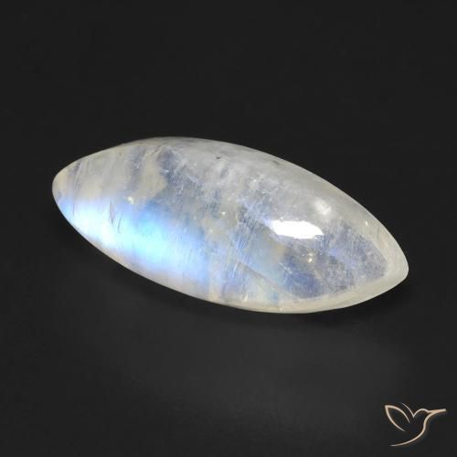 Pedra da Lua Arco-Íris Branco azulado Natural 5.97ct, Marquesa, Transparente