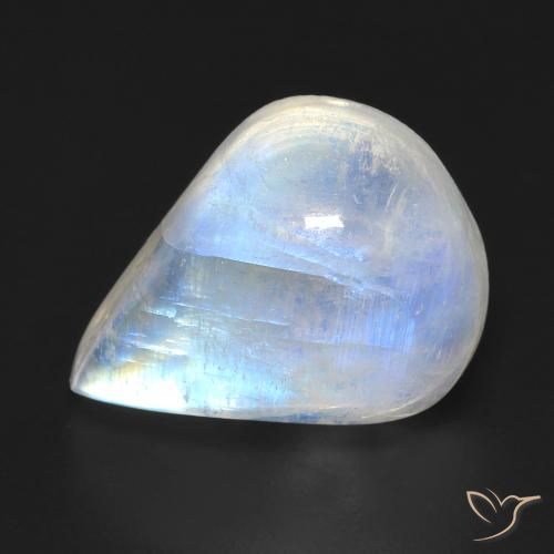 9.93ct Natural Branco azulado Pedra da Lua Arco-Íris, Formato de pêra, Transparente