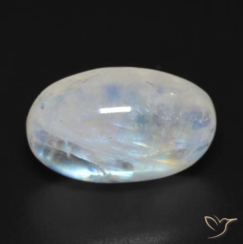 8.92ct Natural Branco azulado Pedra da Lua Arco-Íris, oval, Transparente