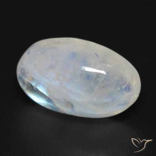 Pedra da Lua Arco-Íris Branco azulado Natural 8.92ct, oval, Transparente