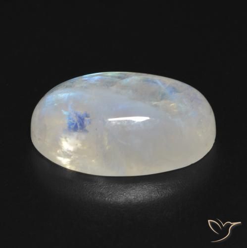 Pedra da Lua Arco-Íris Branco azulado Natural 8.92ct, oval, Transparente