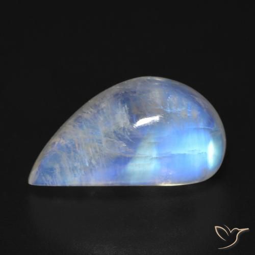 9.48ct Natural Branco azulado Pedra da Lua Arco-Íris, Chique, Transparente