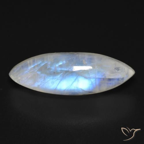 8.12ct Natural Branco azulado Pedra da Lua Arco-Íris, Marquesa, Transparente