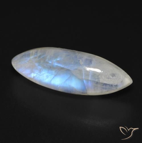 Pedra da Lua Arco-Íris Branco azulado Natural 8.12ct, Marquesa, Transparente