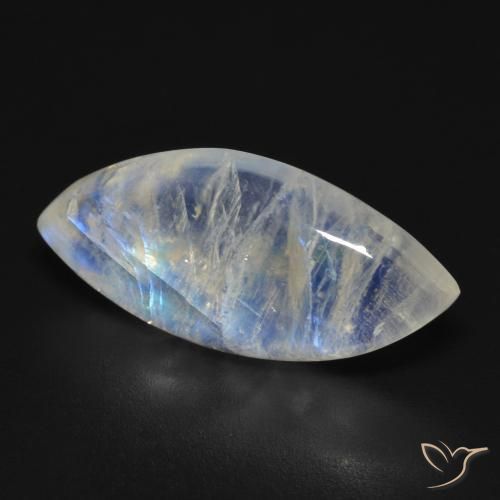 Pedra da Lua Arco-Íris Branco azulado Natural 8.85ct, Marquesa, Transparente