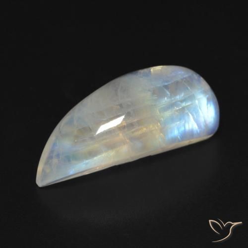 9.83ct Natural Branco azulado Pedra da Lua Arco-Íris, Chique, Transparente