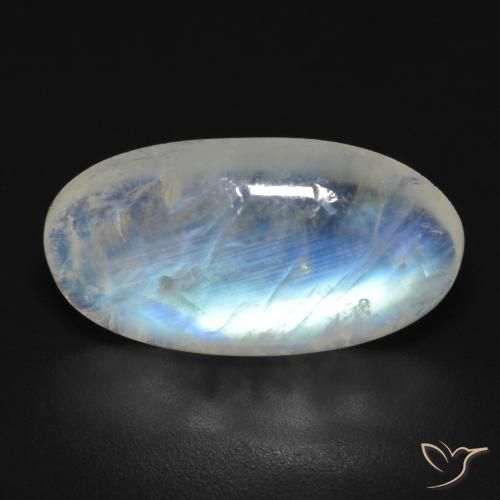 7.73ct Natural Branco azulado Pedra da Lua Arco-Íris, oval, Transparente
